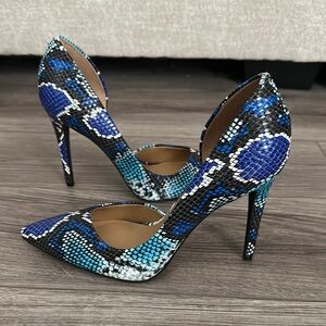 Jessica Simpson Blue and Black Heels with Stiletto and Embellishments